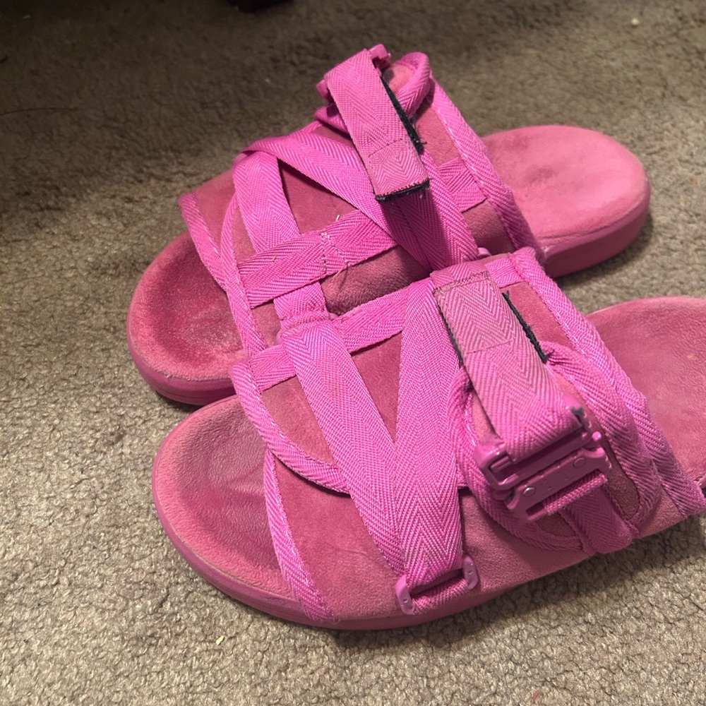 Pink suede Draco slides